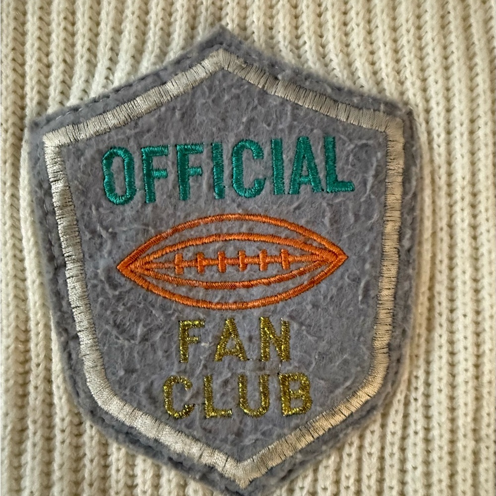 Cliff Engle Vintage wool blend Miami Dolphins Collar White Sweater USA LARGE L - Picture 2 of 8